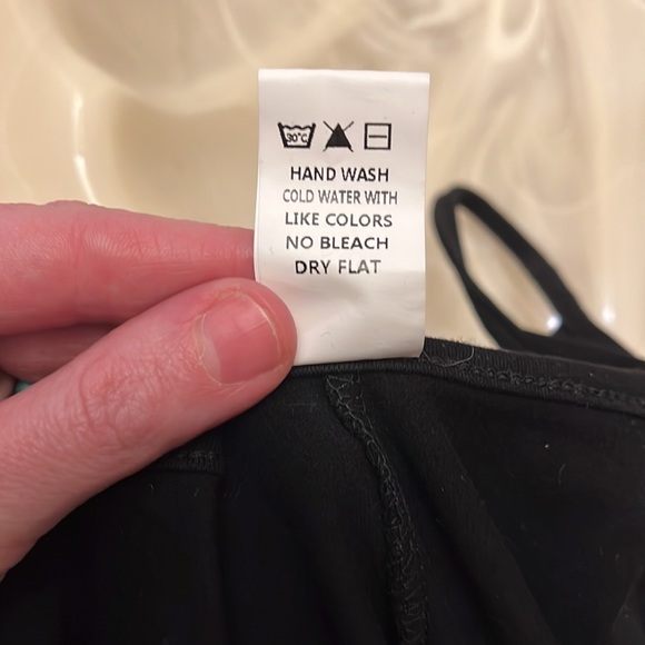 Sleek and comfortable black unitard. Spaghetti strap shoulders. New. - Picture 6 of 7